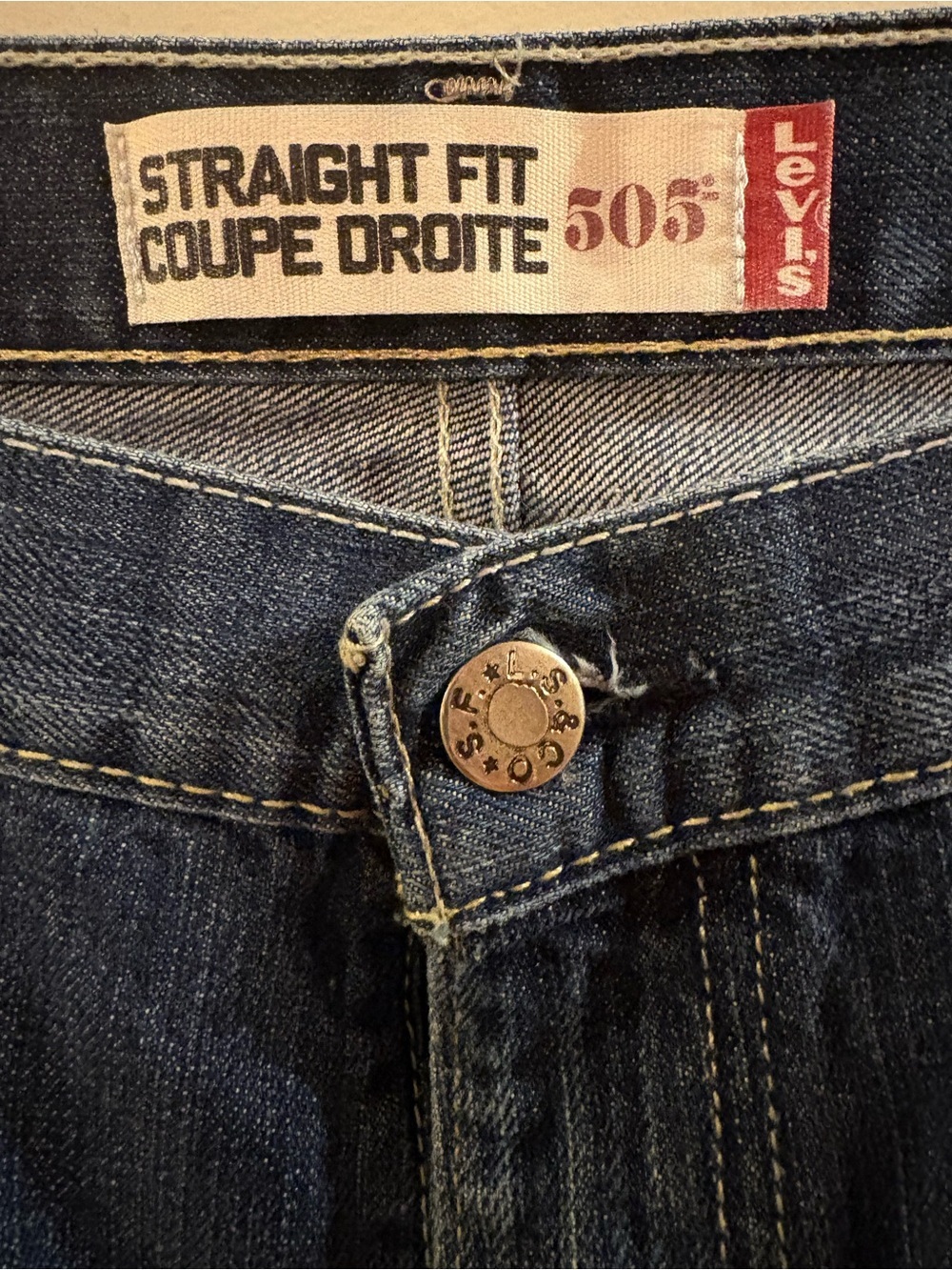 Levi's 505 Straight Men’s Jeans in Dark Blue Denim, Sz 36. - Picture 4 of 13